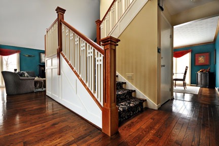 Image of interior painted and stained stairway in Lake Forest, IL 60045